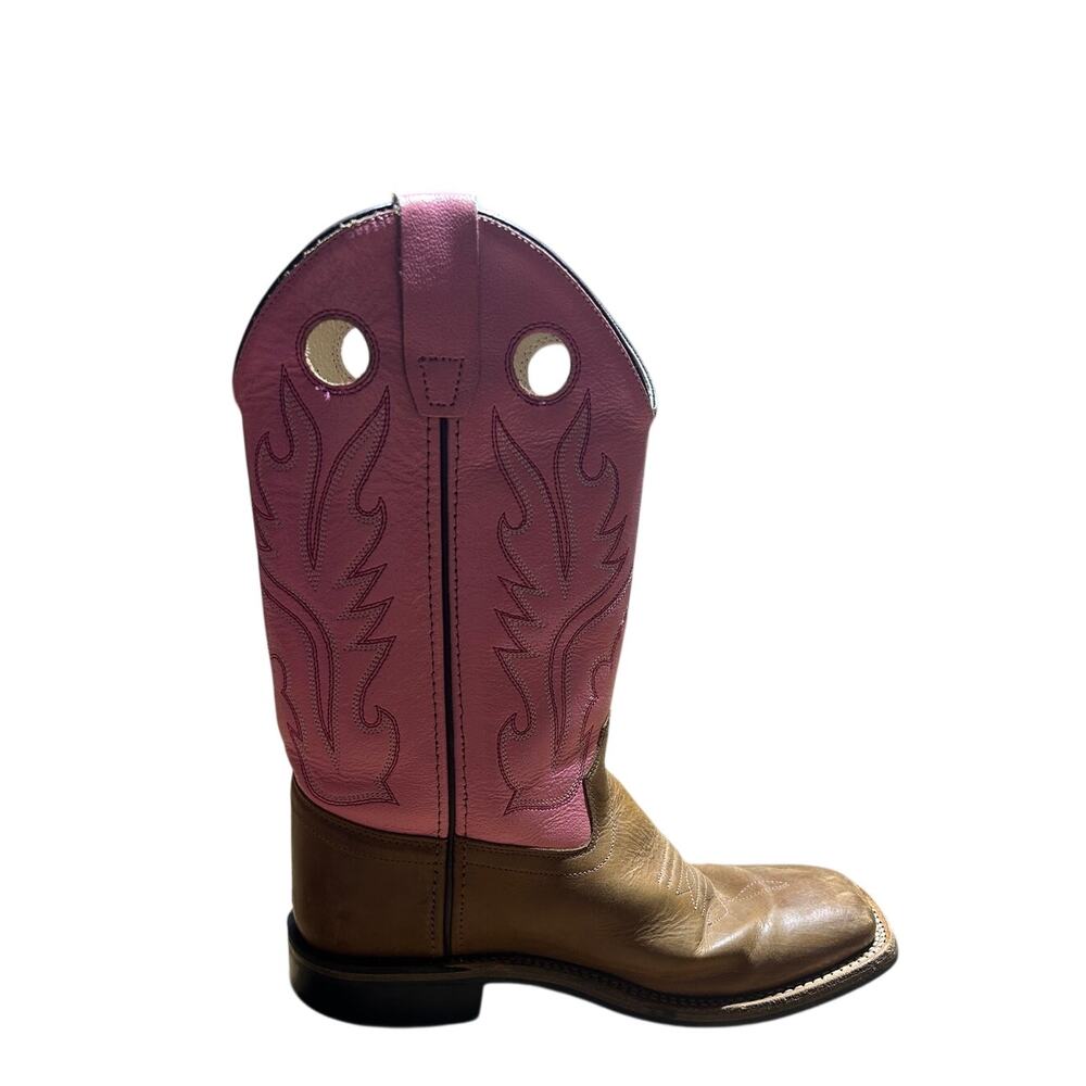 Old West Pink & Brown Western Pull-On Cowboy Boot